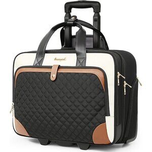Chic 16-Inch Women's Rolling Computer Bag - TSA-Friendly & Spacious Compartments